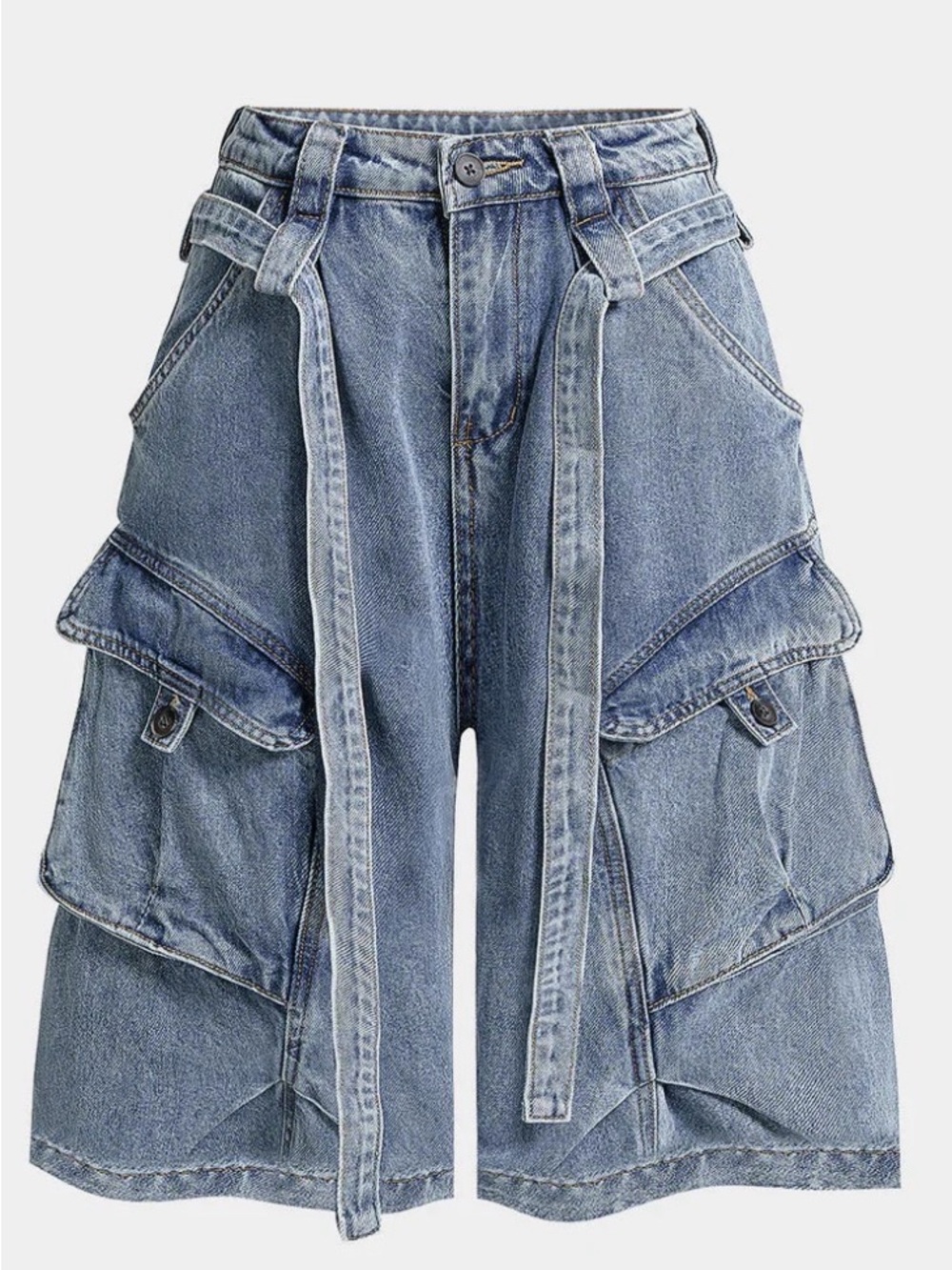 Micas Denim Belted Pocket Shorts